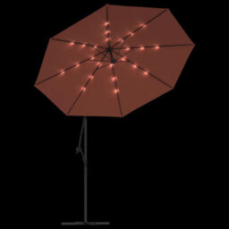 Berkfield Cantilever Umbrella With Led Lights And Steel Pole Terracotta - thumbnail 5