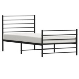 Berkfield Metal Bed Frame With Headboard And Footboard Black 90X200 Cm - thumbnail 4