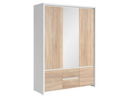 Arte Kaspian 153Cm 5-Door Wardrobe With Mirror In White Matt & Sonoma Oak - Scandi Family Storage - thumbnail 1
