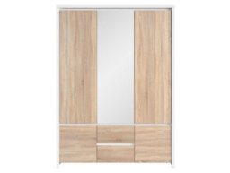 Arte Kaspian 153Cm 5-Door Wardrobe With Mirror In White Matt & Sonoma Oak - Scandi Family Storage - thumbnail 2
