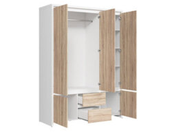 Arte Kaspian 153Cm 5-Door Wardrobe With Mirror In White Matt & Sonoma Oak - Scandi Family Storage - thumbnail 3