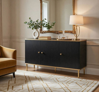 Amos Mann Furniture Camelia Black And Gold Large 3 Door Elegant Sideboard - image 1