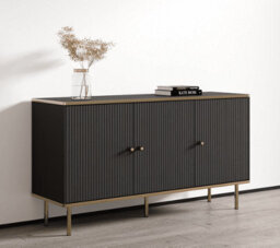 Amos Mann Furniture Camelia Black And Gold Large 3 Door Elegant Sideboard - thumbnail 2