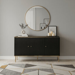 Amos Mann Furniture Camelia Black And Gold Large 3 Door Elegant Sideboard - thumbnail 4