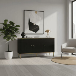 Amos Mann Furniture Camelia Black And Gold Large 3 Door Elegant Sideboard - thumbnail 5