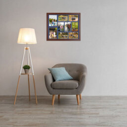 AK Frames 20X16 Rose Wood Modern Multi Photo Frame With Blue Mount - Holds 9 Apertures (2X) 7X5, (7X) 6X4 Photos - thumbnail 3