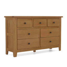 Broadway Oak 3 Over 4 Drawer Chest Fully Assembled - By Roseland Furniture - thumbnail 1