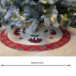 Shatchi Set Of 4 Pcs Christmas Tree Skirt Snowflakes Printed Pattern Burlap Hessian Linen Xmas Tree Base Cover Floor Mat Holiday Home Deco - thumbnail 1