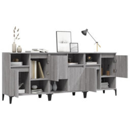 Berkfield Sideboards 3 Pcs Grey Sonoma 60X35X70 Cm Engineered Wood - thumbnail 4