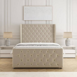 Bsspoke Anna Divan Bed Set Cream Plush Velvet With 54Inch Headboard & Footboard 2 Drawers Footend No Mattress In 4Ft 4Ft6 5Ft 6Ft - thumbnail 3