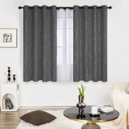 Deconovo Dotted Line Foil Printed Blackout Curtains Thermal Eyelet Curtains For Bedroom, 55 X 90 Inch, Light Grey, Two Panels - thumbnail 2