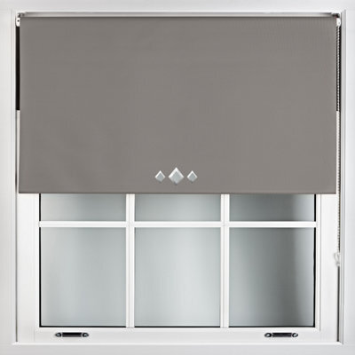 Furnished Thermal Blackout Roller Blinds With Triple Diamond Eyelets & Metal Fittings - Dark Grey (W)200Cm (L)210Cm