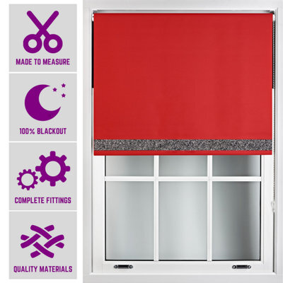 Furnished Red Blackout Blind With Black Glitter Accent Made To Measure - (W)90Cm X (L)165Cm - image 1