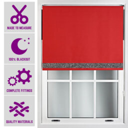Furnished Red Blackout Blind With Black Glitter Accent Made To Measure - (W)90Cm X (L)165Cm - thumbnail 1