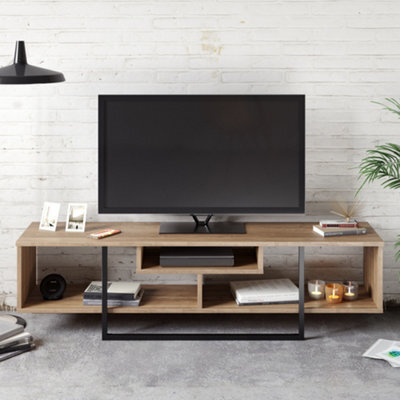 Decorotika Astona Tv Stand Tv Unit For Tvs Up To 65 Inch Walnut And Black - image 1