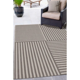 Melrose Eden Multistripe Natural Abstract Design Pile Height 3mm Medium Area Indoor Outdoor Rug - 120/170Cm - thumbnail 1
