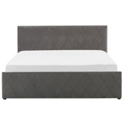 Beliani Ottoman Bed Velvet Rochefort 180 X 200 Cm (Eu Super King) Grey - thumbnail 8