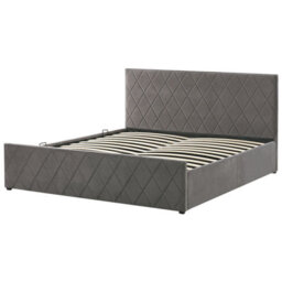 Beliani Ottoman Bed Velvet Rochefort 180 X 200 Cm (Eu Super King) Grey - thumbnail 5