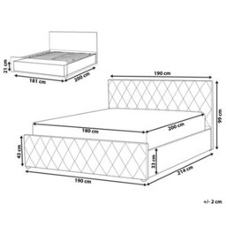 Beliani Ottoman Bed Velvet Rochefort 180 X 200 Cm (Eu Super King) Grey - thumbnail 3