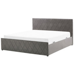 Beliani Ottoman Bed Velvet Rochefort 180 X 200 Cm (Eu Super King) Grey - thumbnail 7