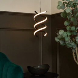 Litecraft Denny Black Led Spiral Ceiling Pendant Light