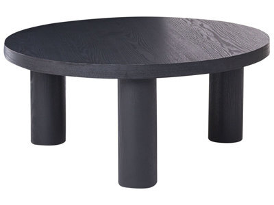 Wyld And Coco Nordicnest Black Round Coffee Table 80Cm Matt Smooth Top, Compact Modern Living Room Table - image 1