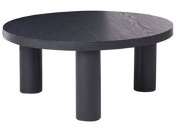 Wyld And Coco Nordicnest Black Round Coffee Table 80Cm Matt Smooth Top, Compact Modern Living Room Table - thumbnail 1