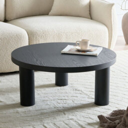 Wyld And Coco Nordicnest Black Round Coffee Table 80Cm Matt Smooth Top, Compact Modern Living Room Table - thumbnail 2