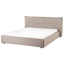 Beliani Bed Faux Linen Lestre 160 X 200 Cm (Eu King Size) Taupe - thumbnail 1