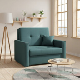 Viva Bis I Armchair With Sleeping Function Storage Container Wooden Frame 103X85X98Cm Turquoise - thumbnail 1