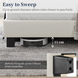 Yaheetech Bed Frame With Channel Tufted Headboard - Beige / King - thumbnail 5