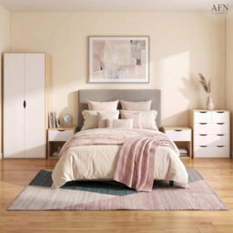 Afn Home Delvito 4 Piece Bedroom Set,  2 Door Wardrobe, 5 Drawer Chest & 2 Bedside Cabinets, White/oak - thumbnail 9