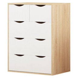 Afn Home Delvito 4 Piece Bedroom Set,  2 Door Wardrobe, 5 Drawer Chest & 2 Bedside Cabinets, White/oak - thumbnail 4