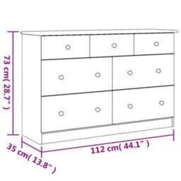 Vidaxl Chest Of Drawers Alta 112X35X73 Cm Solid Wood Pine - thumbnail 3