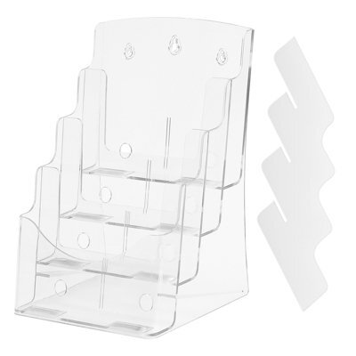 Vevor Acrylic Brochure Holder 8.5X11 Inch, 4-Tier Clear Acrylic Literature Display Stand, Plastic Organizer Flyer Stand - image 1