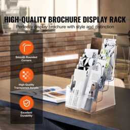 Vevor Acrylic Brochure Holder 8.5X11 Inch, 4-Tier Clear Acrylic Literature Display Stand, Plastic Organizer Flyer Stand - thumbnail 2
