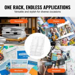 Vevor Acrylic Brochure Holder 8.5X11 Inch, 4-Tier Clear Acrylic Literature Display Stand, Plastic Organizer Flyer Stand - thumbnail 6