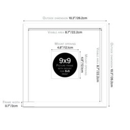 "9X9"" White Picture Frame - 9X9"" Square Frame With 5X5"" Mount For 9X9""/5X5"" Pictures Vintage Style Gallery Wall, 1 Pack" - thumbnail 2