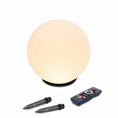 Gwsolar Solar Ball Light 25Cm Rgb Colour Changing Globe, 100Lm Warm White With Remote Control, Ip65 For Garden Path Patio Lawn - image 1