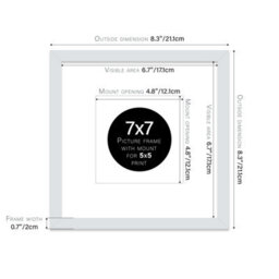 "7X7"" Light Grey Picture Frame - 7X7"" Square Frame With 5X5"" Mount For 7X7""/5X5"" Pictures Moderrn Style Thin Edge, 1 Pack" - thumbnail 2