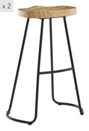 Nordlys Set Of 2 Metal And Ash Wood Bar Stool Exotic Boho Dining Room - thumbnail 2