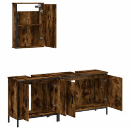 Berkfield 3 Piece Bathroom Furniture Set Smoked Oak Engineered Wood - thumbnail 5