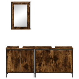 Berkfield 3 Piece Bathroom Furniture Set Smoked Oak Engineered Wood - thumbnail 6