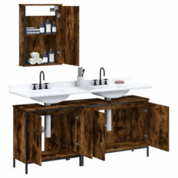 Berkfield 3 Piece Bathroom Furniture Set Smoked Oak Engineered Wood - thumbnail 4
