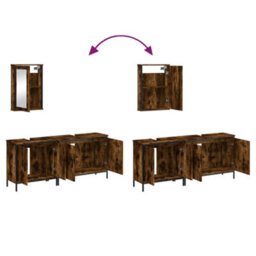 Berkfield 3 Piece Bathroom Furniture Set Smoked Oak Engineered Wood - thumbnail 9