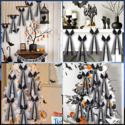 Amorly 24Pcs Halloween Bat Bows,31.5Cm Black Bows With Buffalo Plaid Tails,decor For Tree, Wreath,candlestick,indoor & Outdoor Home Decor - thumbnail 9