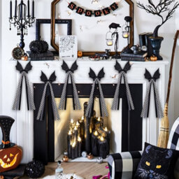 Amorly 24Pcs Halloween Bat Bows,31.5Cm Black Bows With Buffalo Plaid Tails,decor For Tree, Wreath,candlestick,indoor & Outdoor Home Decor - thumbnail 8