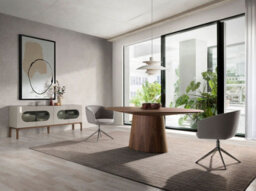Angel Cerda Stylish Oval Walnut Dining Table For Modern Homes - thumbnail 2