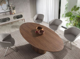 Angel Cerda Stylish Oval Walnut Dining Table For Modern Homes - thumbnail 3