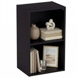 Bookcase 2 Tier Cube Shelf Storage Display Wood Stand Furniture Black - thumbnail 1